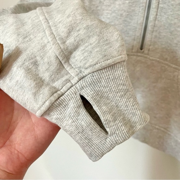 Lululemon Scuba Oversized 1/2 Zip Hoodie Heathered Core Ultra Light Grey XS/S - Picture 11 of 11